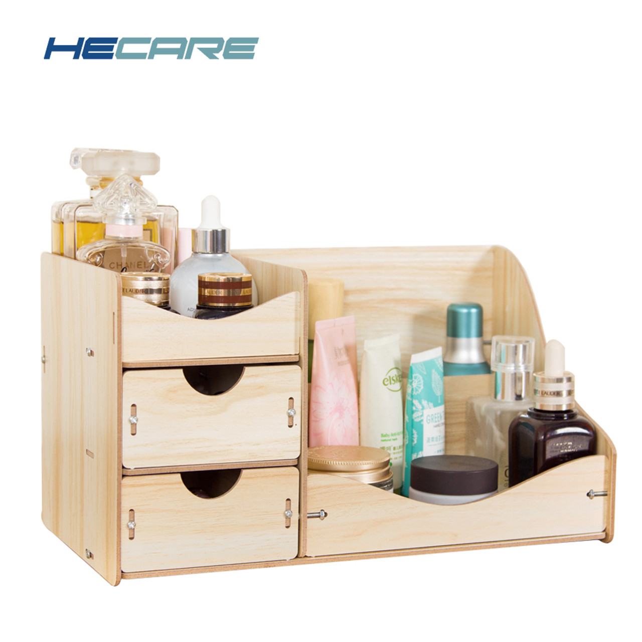 New Wooden Cosmetic Organizer Dropshipping Home Makeup Organizer Wood Desktop Storage Box for Cosmetics Organizer for the Office